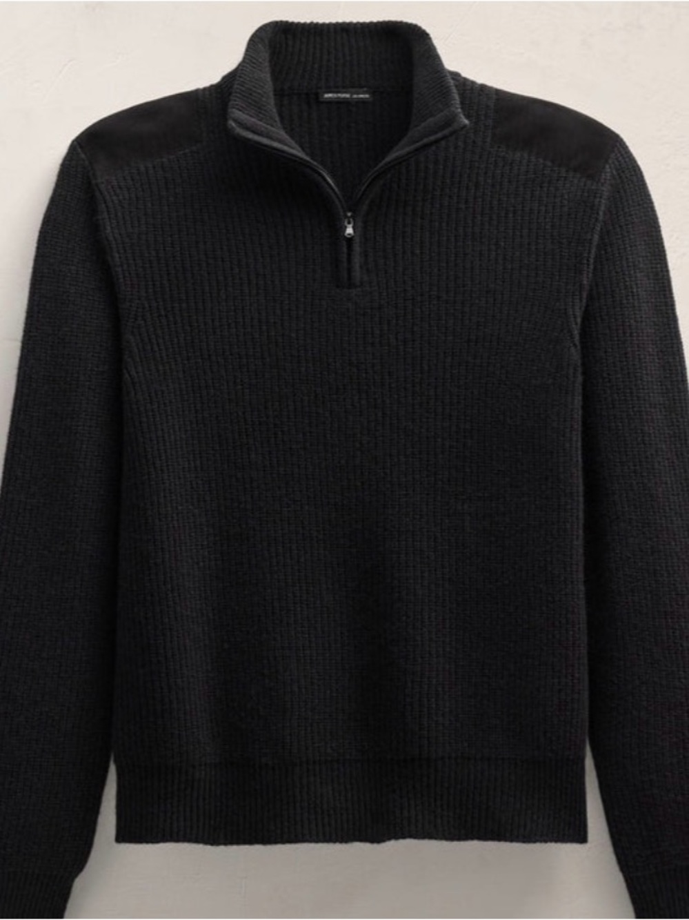 James Pearse Black Half-Zip Ribbed Pullover
